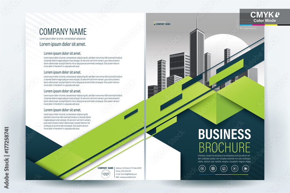Brochure Cover Layout with green geometric , A4 Size Vector Template Brochure Cover Layout with green geometric , A4 Size Vector Template