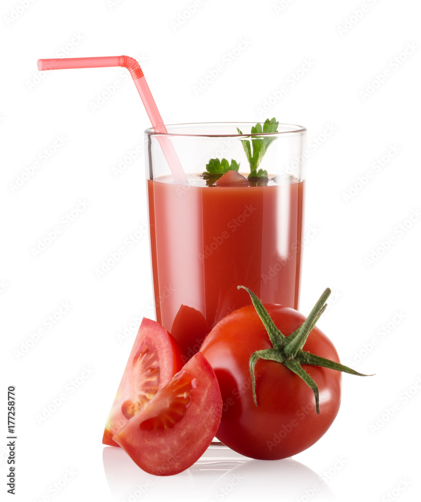 Tomato juice in a glass with herbs Tomato juice in a glass with herbs