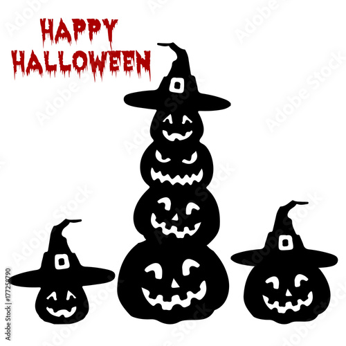 Holiday Halloween,Silhouette collection of pumpkin, cartoon on white background,