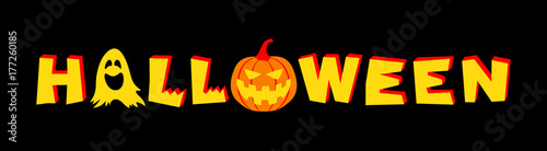 Halloween lettering. Vector illustration, isolated on black