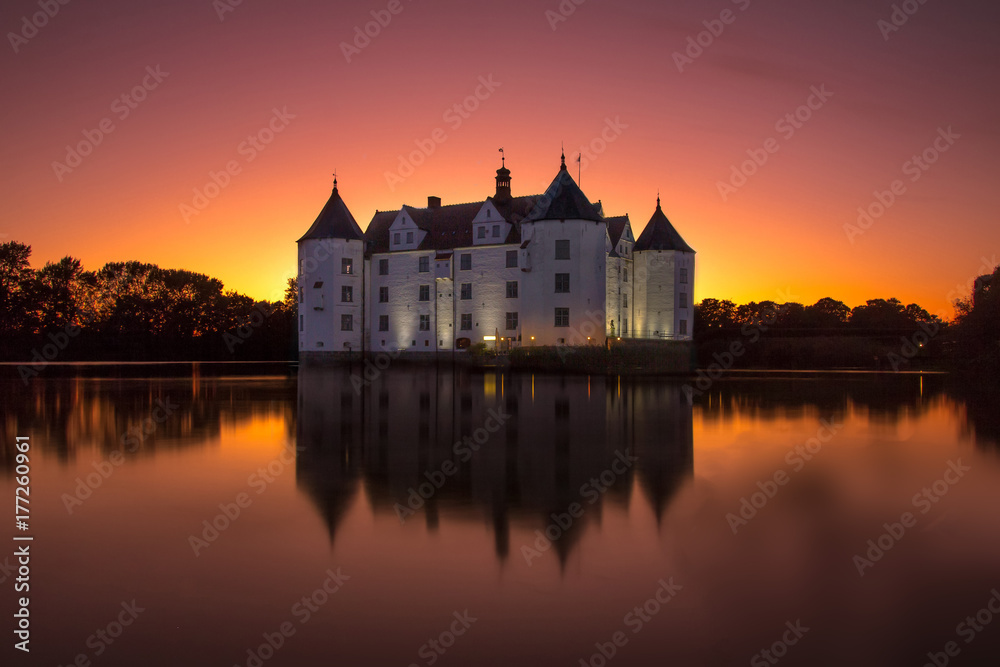 Sonnenuntergang, Wasserschloss Glücksburg
