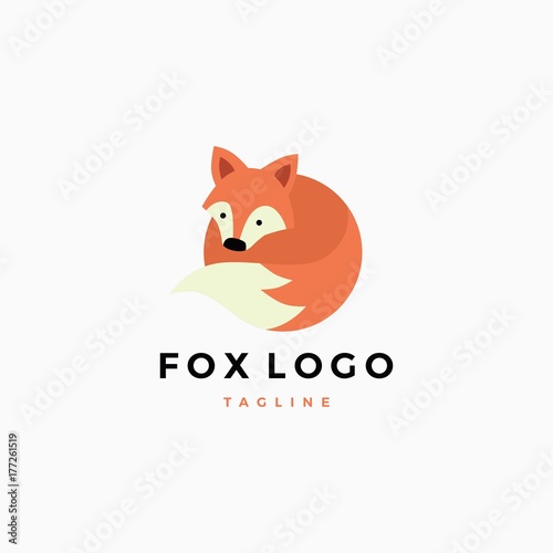 little cute fox vector flat logo mascot illustration template