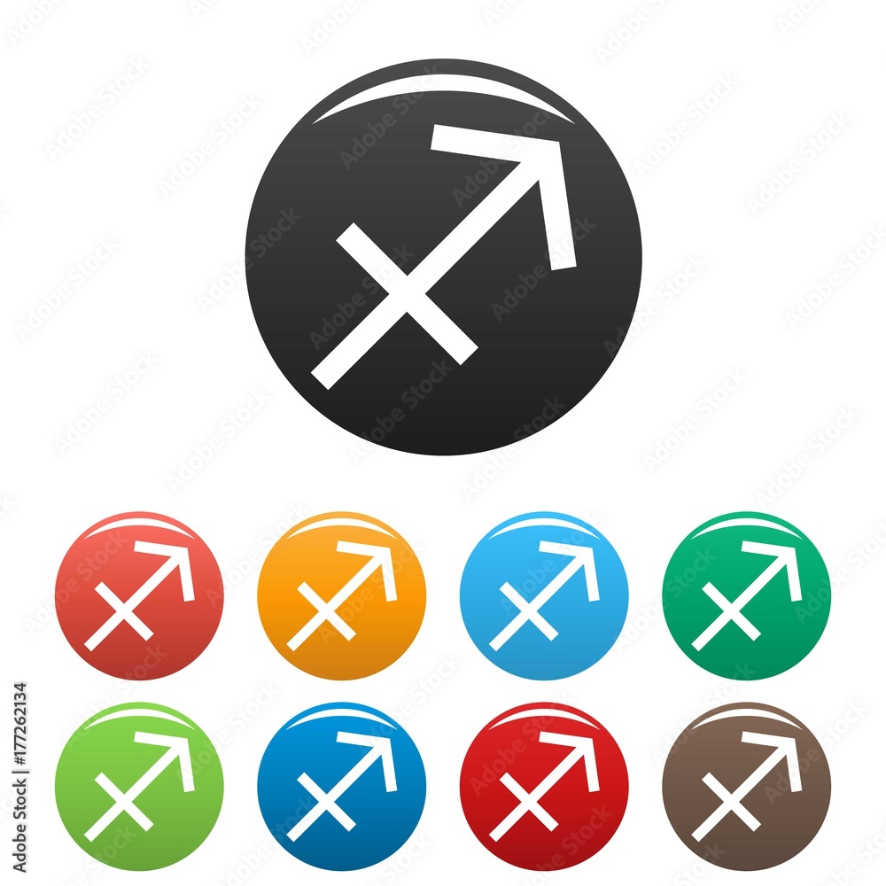 Sagittarius zodiac sign icons set vector simple Sagittarius zodiac sign icons set vector simple