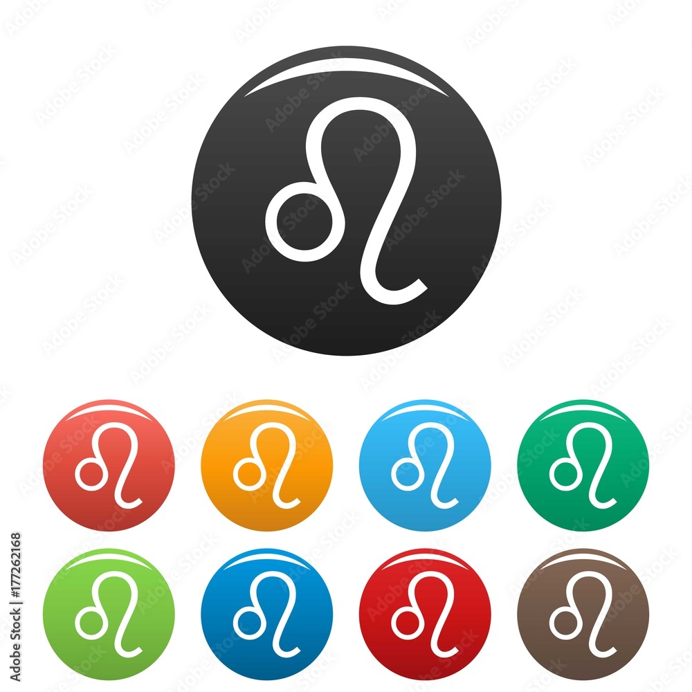 Leo zodiac sign icons set vector simple Leo zodiac sign icons set vector simple