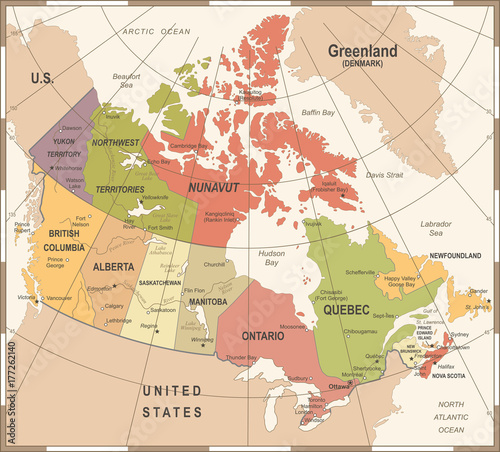 Canada Map - Vintage Vector Illustration