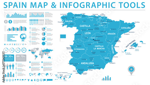 Spain Map - Info Graphic Vector Illustration