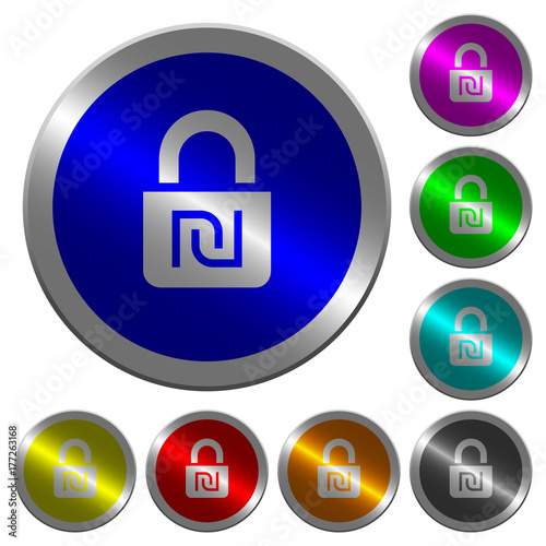 Locked Shekels luminous coin-like round color buttons