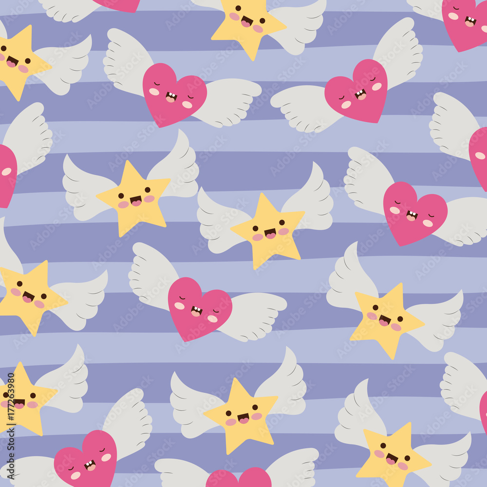 stars and hearts with wings pattern and lines colorful background stars and hearts with wings pattern and lines colorful background