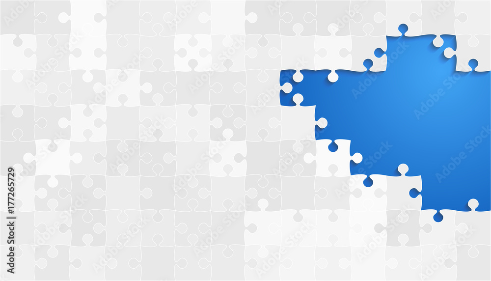 Fototapeta premium White Grey Puzzles Pieces - Vector Jigsaw