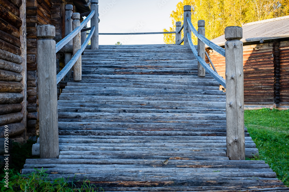Obraz premium flooring from logs in ancient times in Russia