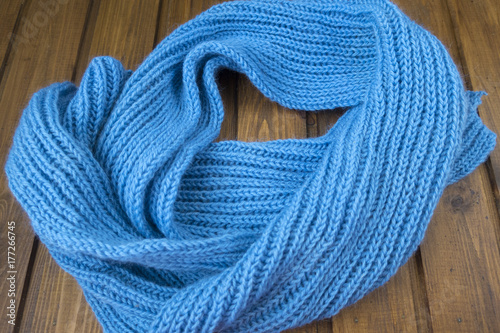 knitted blue winter scarf