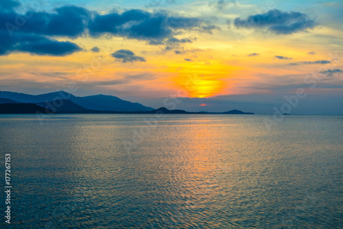 Beautiful sunset wallpaper background at the sea ,Koh Samui ,Surat Thani ,Thailand