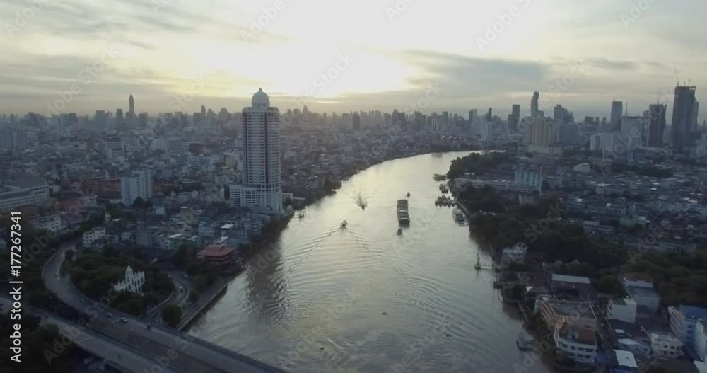 Aerial view of Chao Phraya river in Bangkok, Thailand Aerial view of Chao Phraya river in Bangkok, Thailand