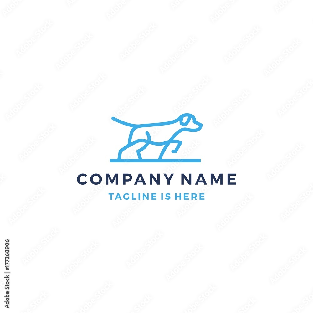 minimalist lineart monoline outline walking dog logo icon logo template vector illustration