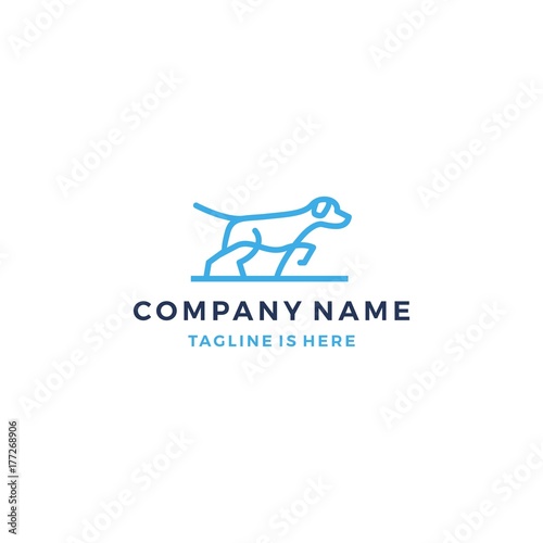 minimalist lineart monoline outline walking dog logo icon logo template vector illustration