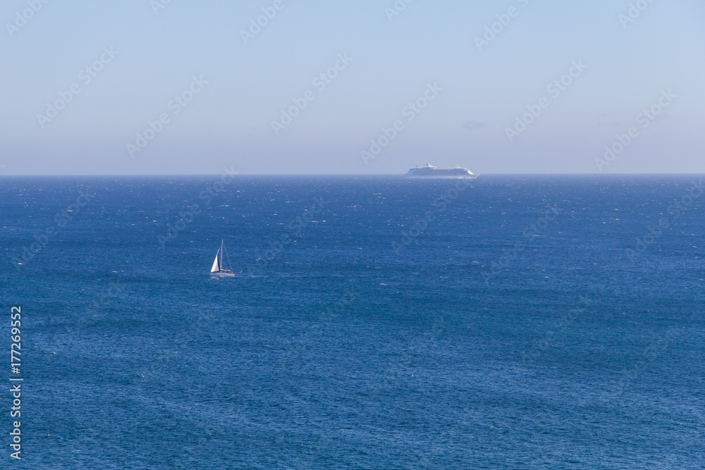 Ships in the ocean in Cascais Ships in the ocean in Cascais
