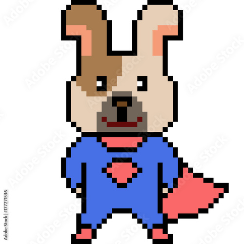 vector pixel art dog superhero