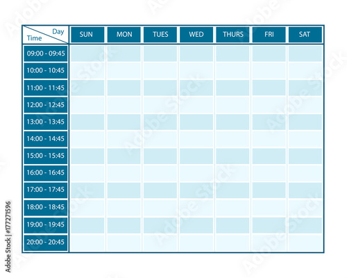 Weekly Template for Seven Days with Timeline