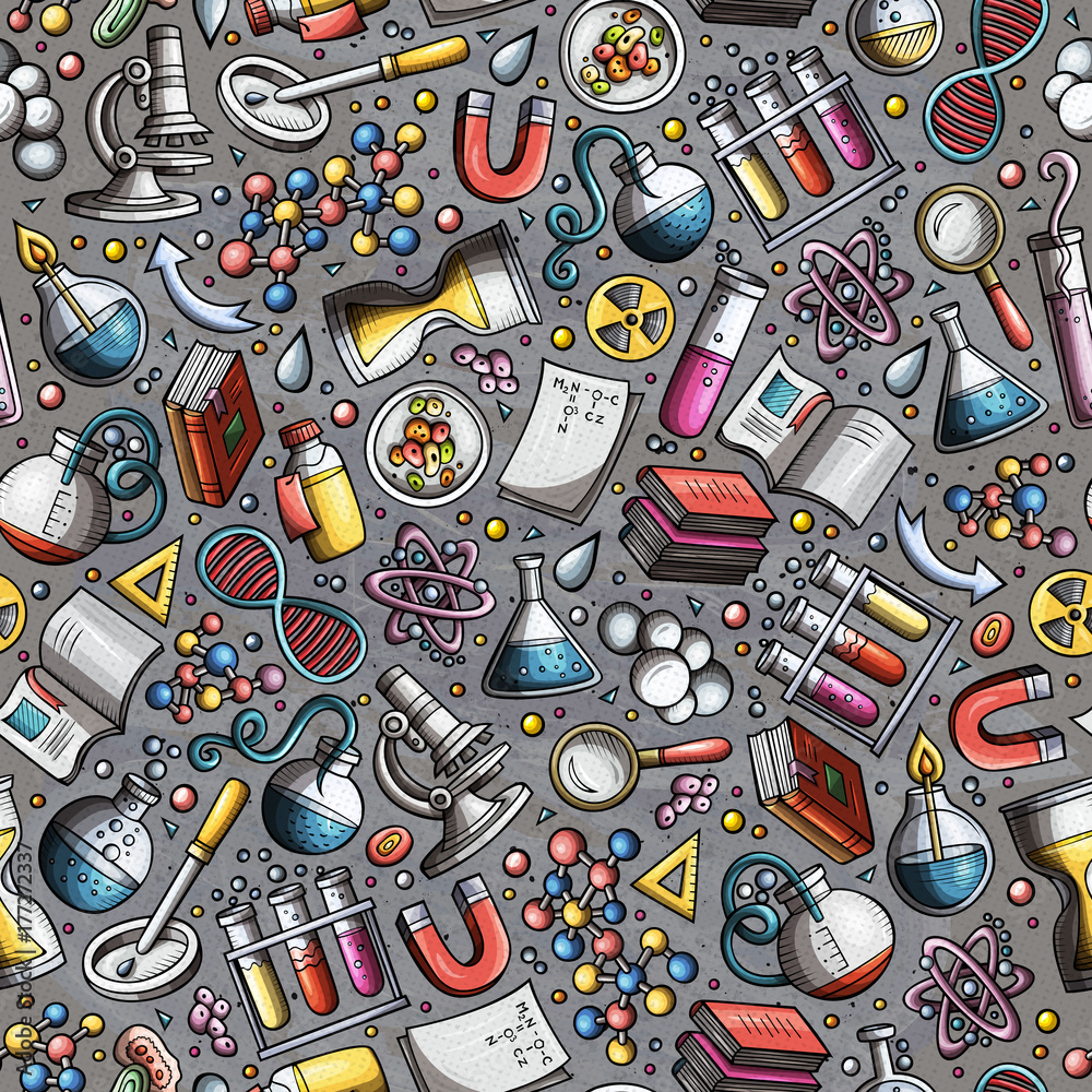 Cartoon cute hand drawn Science seamless pattern Cartoon cute hand drawn Science seamless pattern