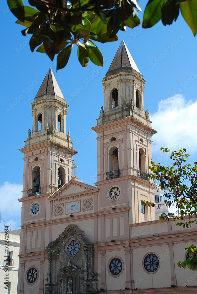 Fototapeta premium San Antonio church at the Plaza San Antonio, Cadiz, Spain