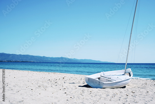 Spiaggia del Poetto beach in Sardinia, Italy