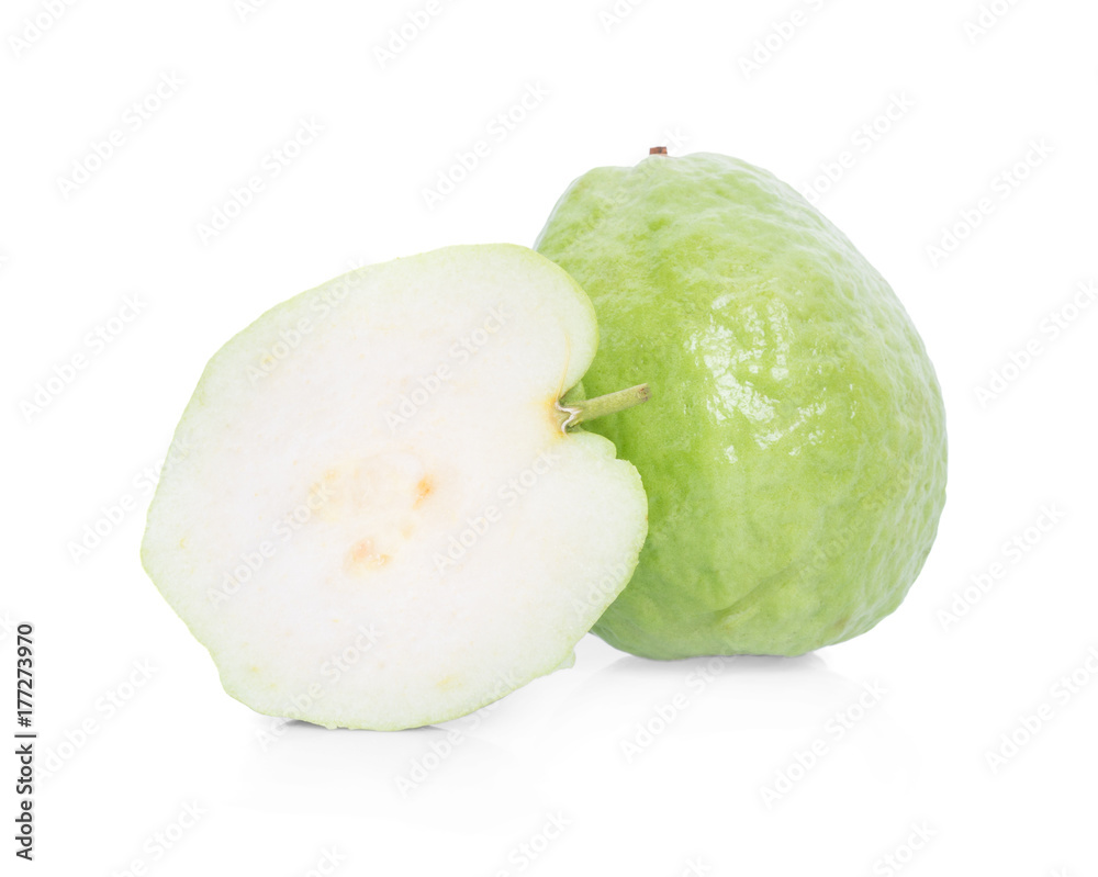 Green guava on a white background