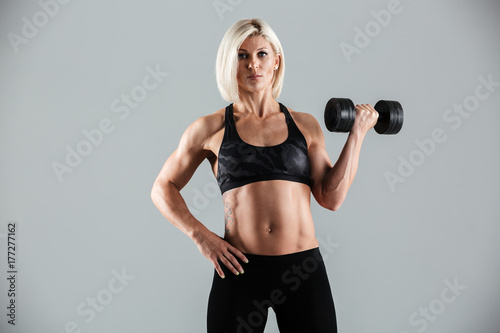 Portrait of a motivated muscular sportswoman