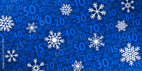 Fond de Pourcentages Hiver Bleu -10% à -80%