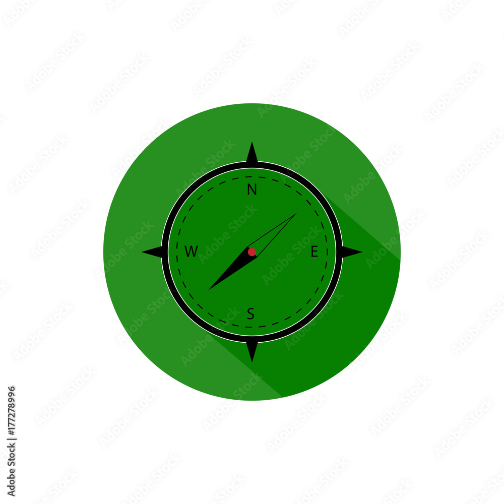 Compass round icon long shadow vector Compass round icon long shadow vector