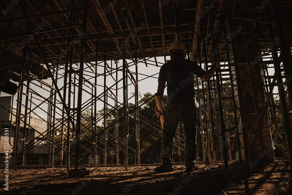 engineer working on building site