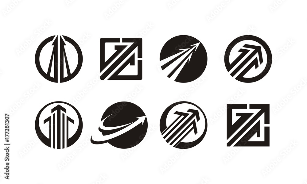Arrow logo design package template vector