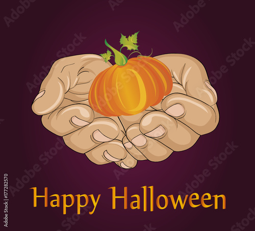 Halloween. The gesture of open palms. Folded hands stretch out