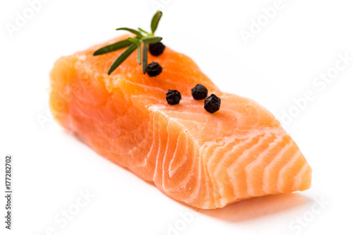 fresh raw salmon isolate on white