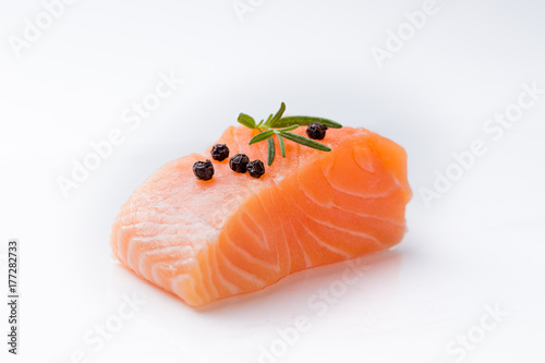 fresh raw salmon isolate on white