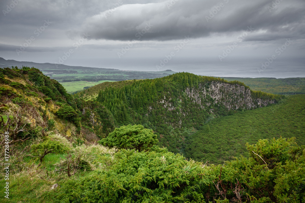 On Top of Volcano crater in Azores islands, Terceira 2