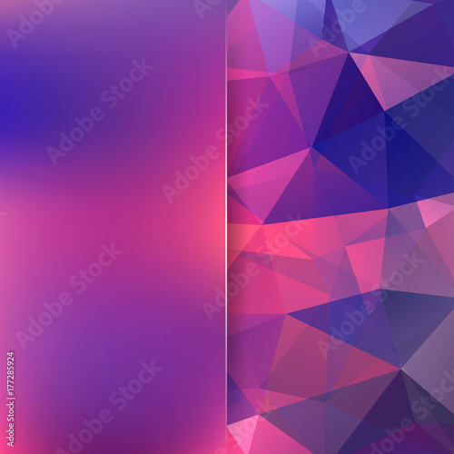Background of purple geometric shapes. Blur background with glass. Colorful mosaic pattern. Vector EPS 10. Vector illustration