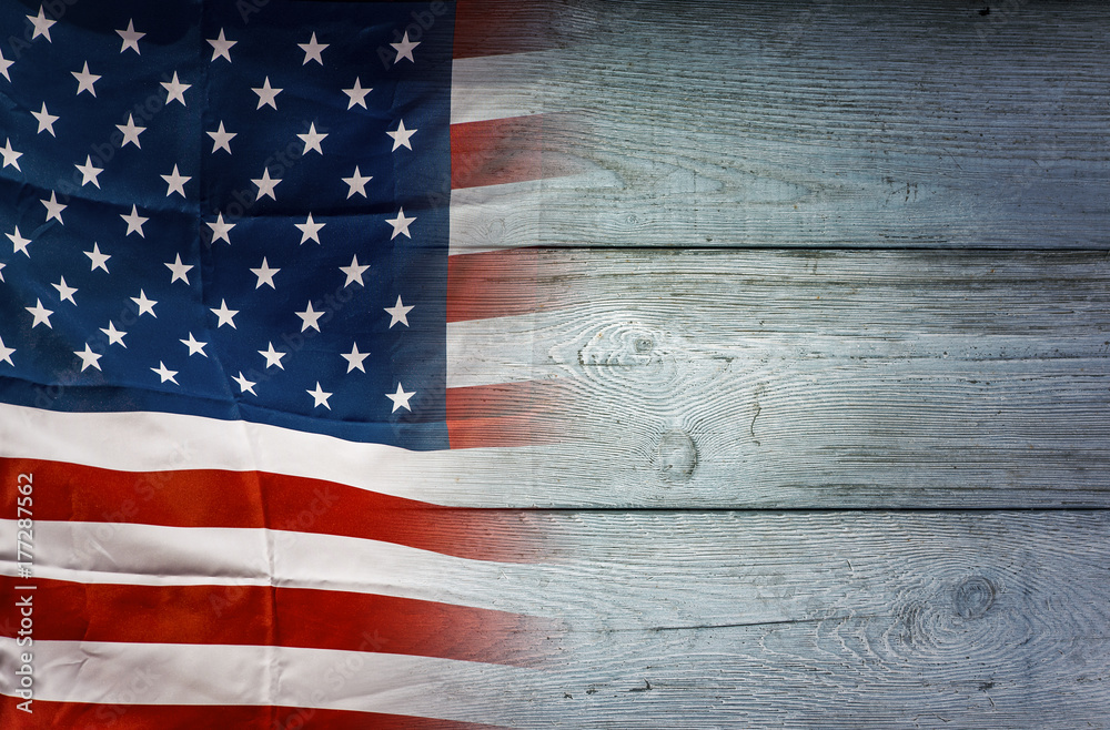 Obraz premium American flag on wooden background, USA flag