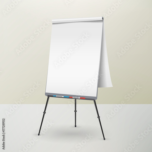 Flip Chart Isolated Vector. Blank Sheet Of Paper On a Tripod. Isolated Illustration