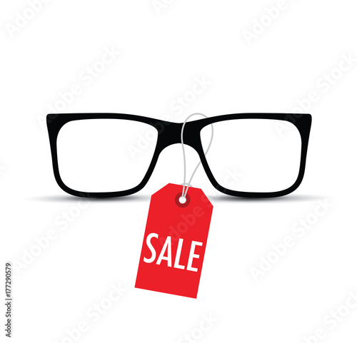 glasses with a sale tag