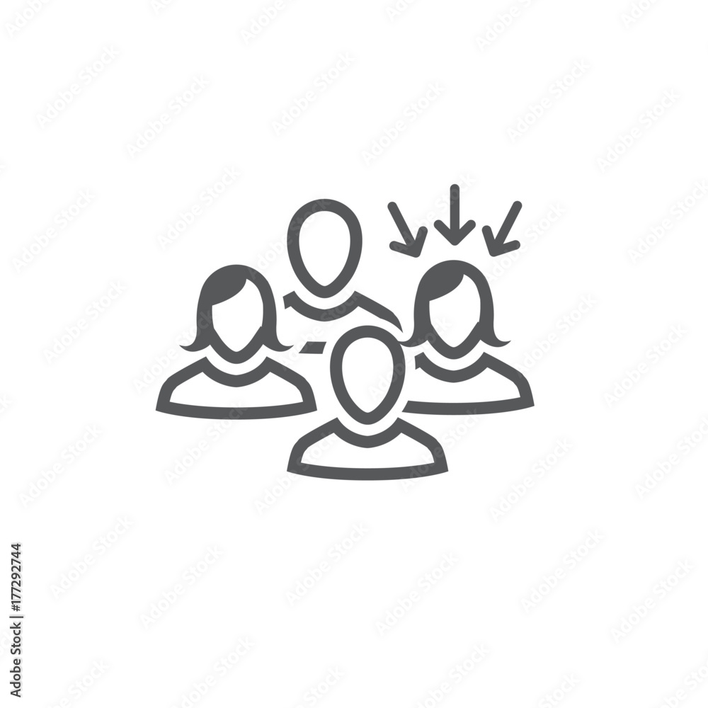 Target market icon with arrows and person Target market icon with arrows and person