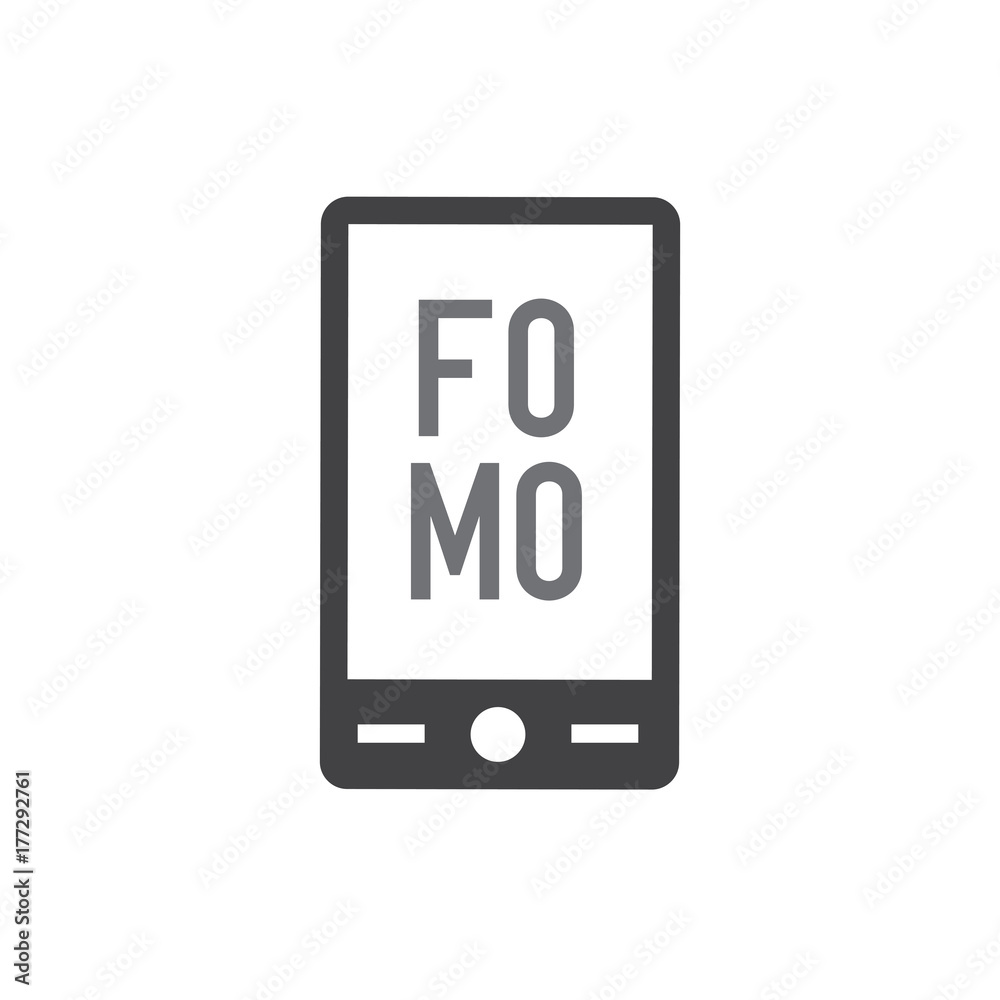 FOMO Icon - Fear of Missing Out Trendy Modern Acronym - Social Media FOMO Icon - Fear of Missing Out Trendy Modern Acronym - Social Media