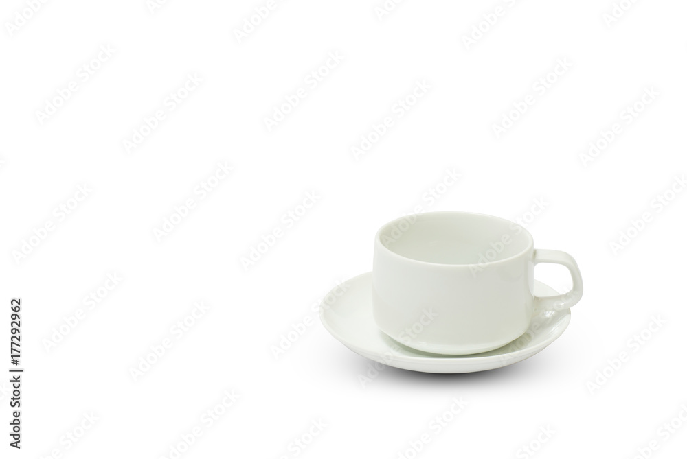 white cup of coffee white isolated background with copy space and clipping path. white cup of coffee white isolated background with copy space and clipping path.