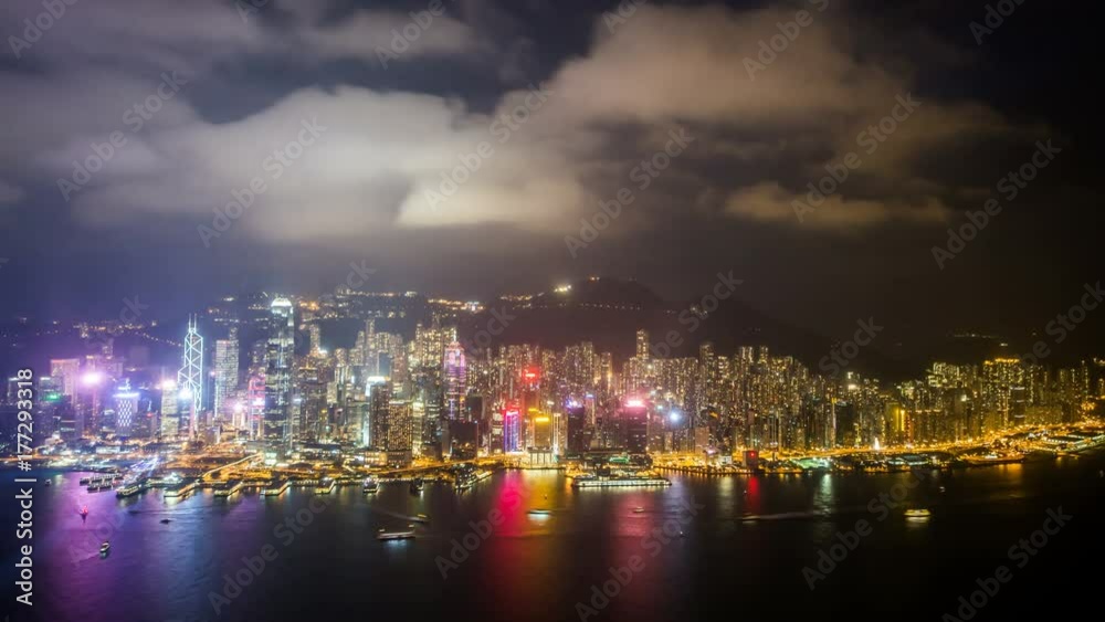 Time Lapse of Hong Kong skyline cityscape at night Time Lapse of Hong Kong skyline cityscape at night
