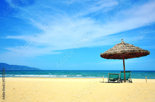 Sunny beach in Da Nang resort, Vietnam photo