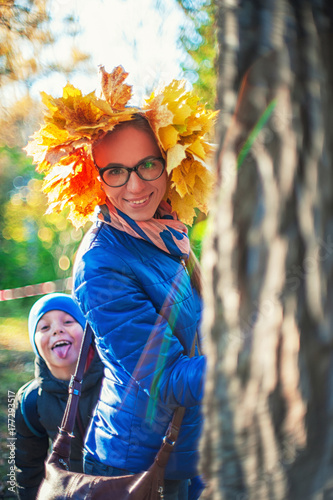 Beauty woman and her son at...