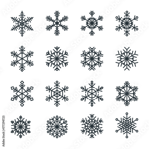 snowflakes icons set