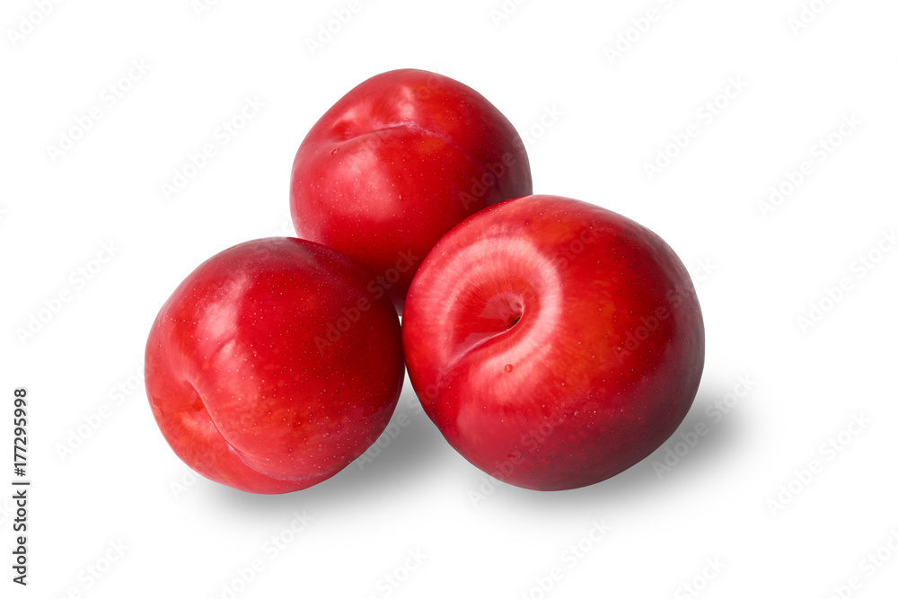 Red plum isolated on white Red plum isolated on white