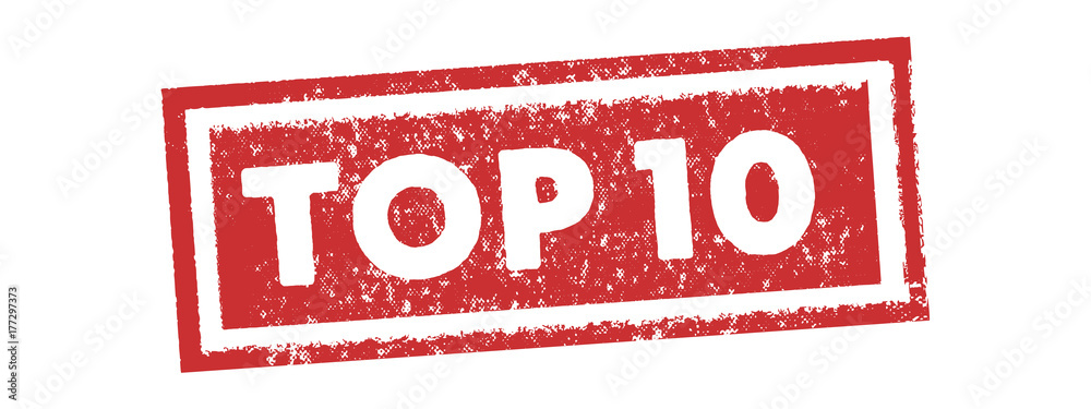 red square top 10 rubber stamp and icon Adobe Stock