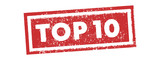 red square top 10 ten rubber stamp and icon