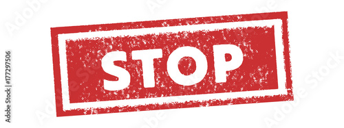 red square stop rubber stamp and icon